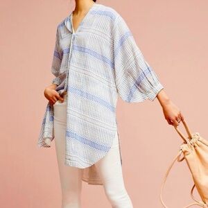 Anthropologie - Maeve Lena Button Down Quarter Sleeve Oversized Long Blouse SM